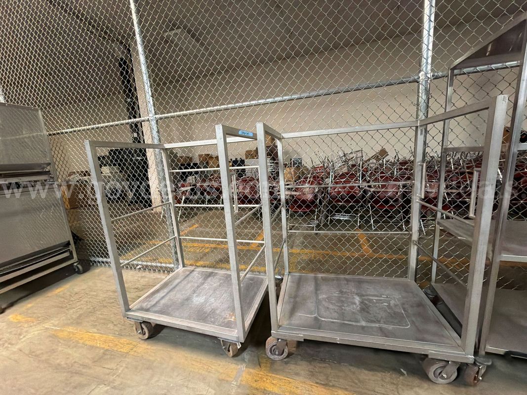 Lot of 2 Stainless Steel Laundry Carts with Wheels