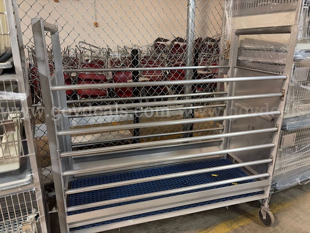 1 Small Stainless Steel Animal Cage on Wheels