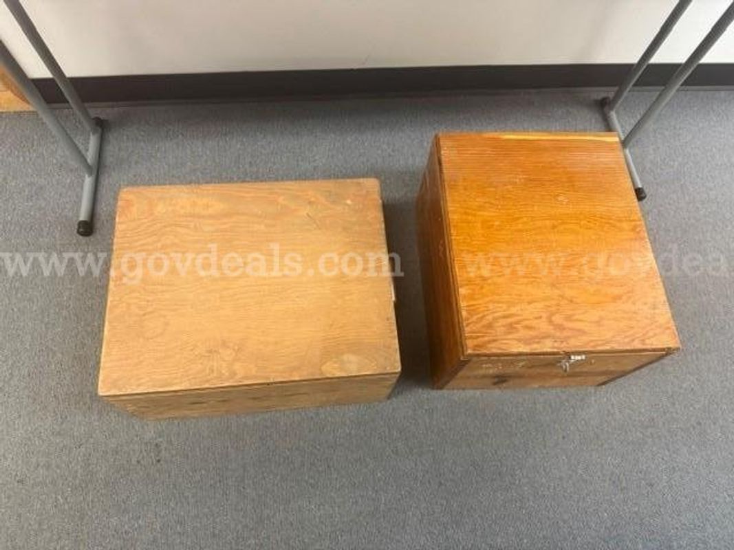 2 - WOODEN STORAGE BOXES