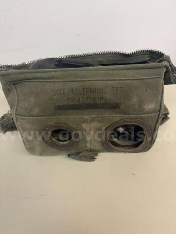 Military Field Telephone Set TA-312/PT w/ Handset & Canvas Carry Bag