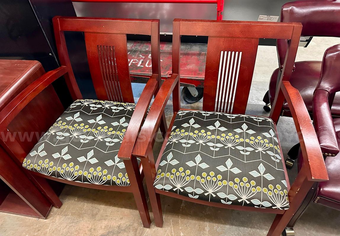 Lot of 2 Green/Blue Patterned Chairs
