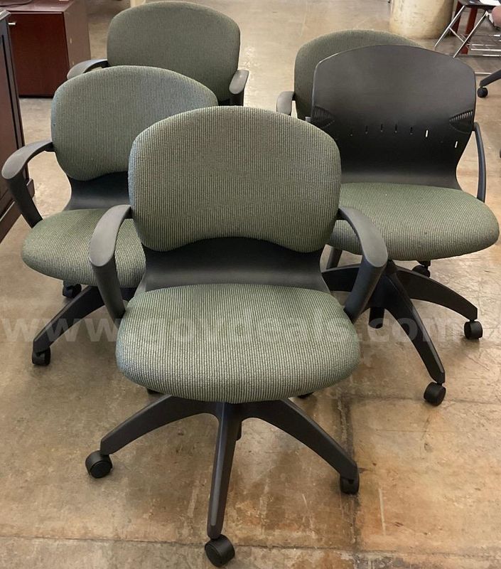 Lot of 5 Green Office Chairs