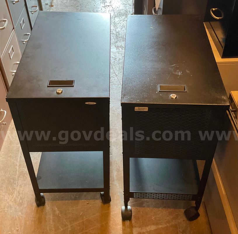 Lot of 2 black filing cabinets