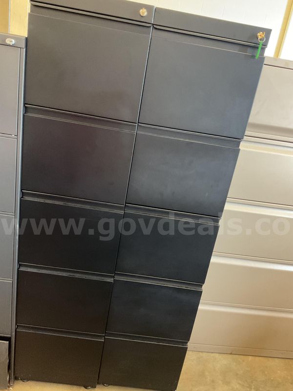 Lot of 2 Black 5 drawer cabinets