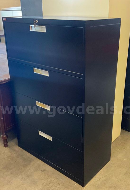 Black 4-door Filing Cabinet With Key