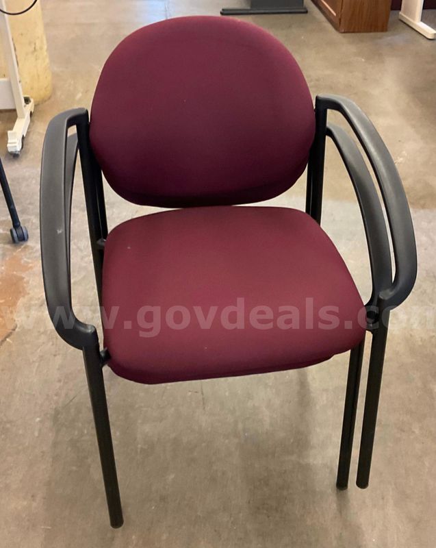 Lot of 2 Maroon Cushioned Chairs