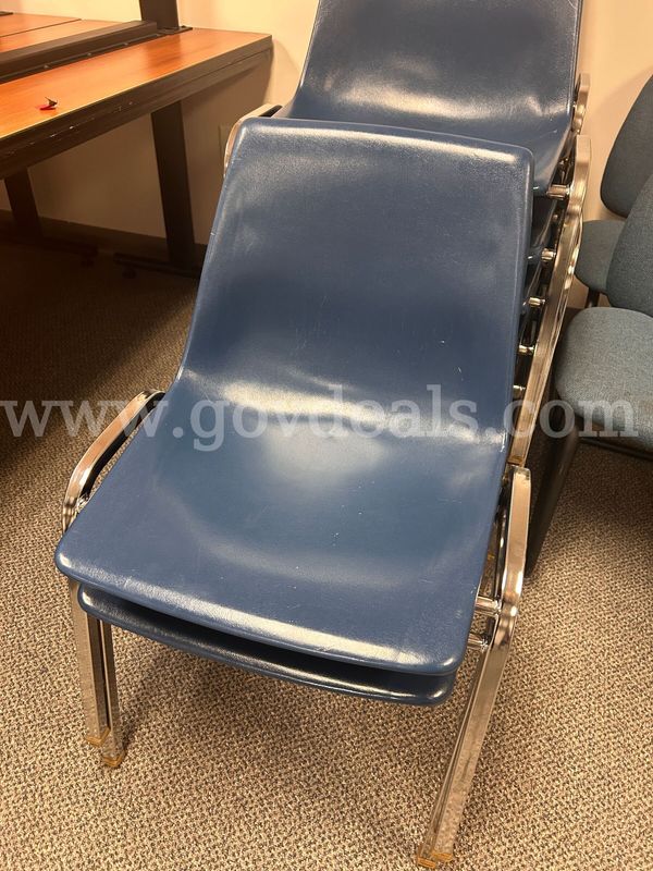 Lot of 12 Dark Blue plastic chairs