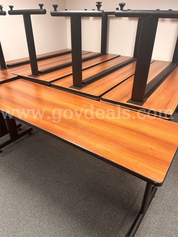Lot of 9 dark wood tables