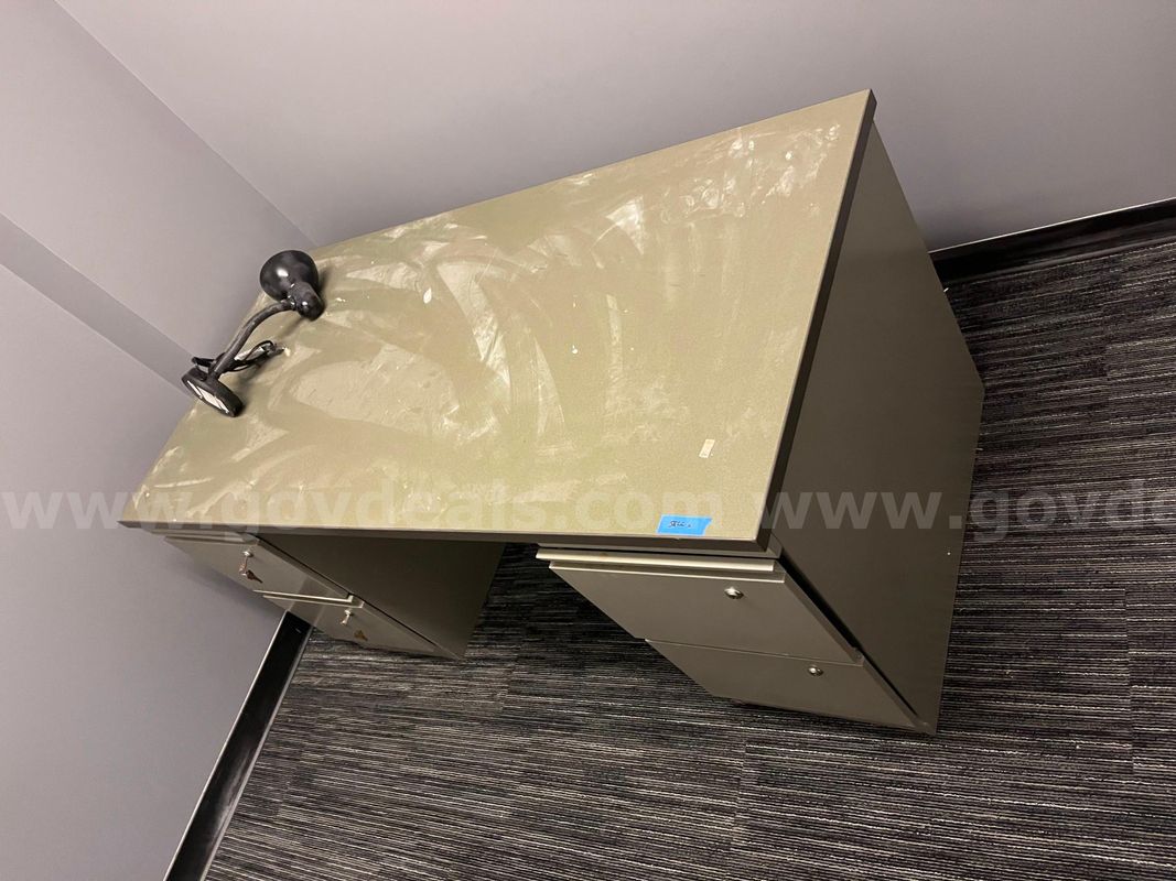 Large Metal Desk w/ File Cabinets