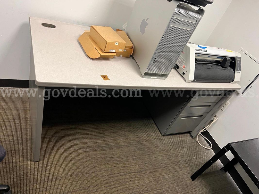 Grey Desk w/ file cabinets