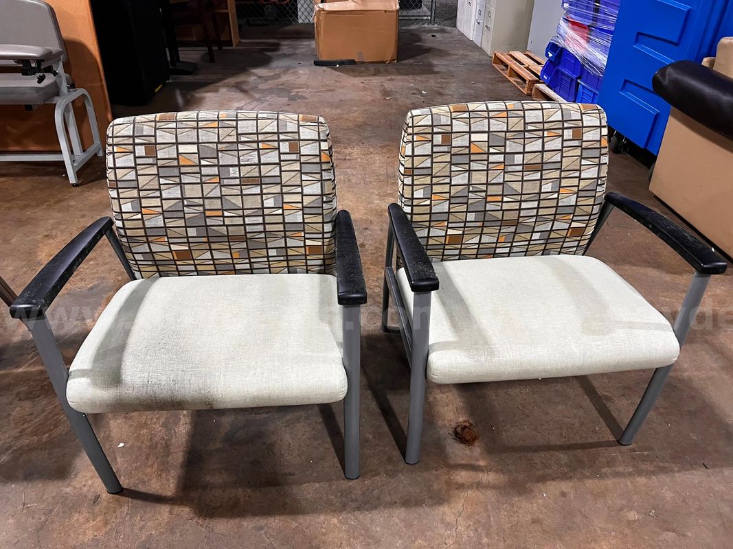 Lot of two cushioned waiting room chairs