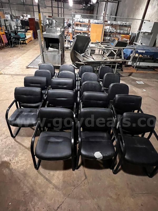 Lot of 19 Black Metal Framed Chairs