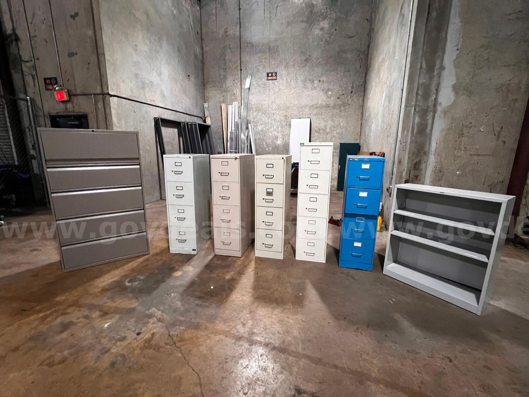 Lot of Filing Cabinets and Metal Shelf