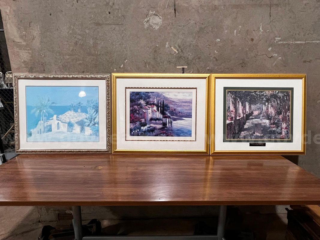 Lot of 5 Gold Colored Framed Art Pieces