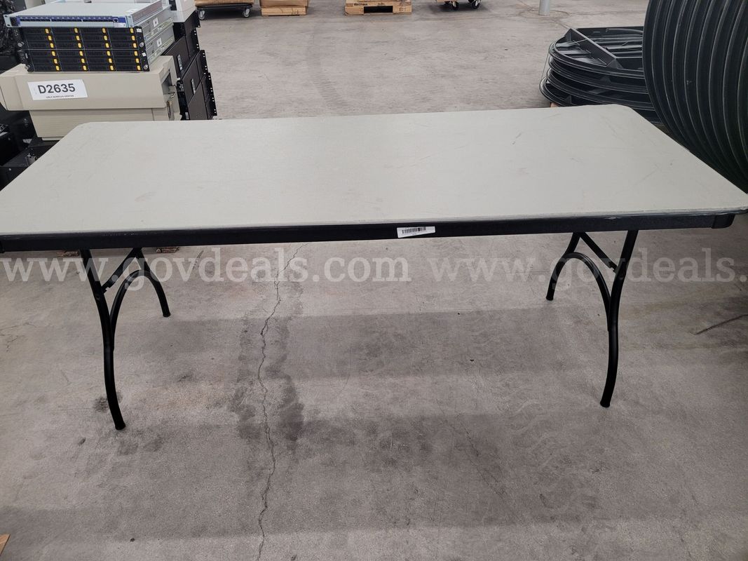 LOT: 6ft Rectangular Tables w/ folding legs & transportation cart (20 tables)