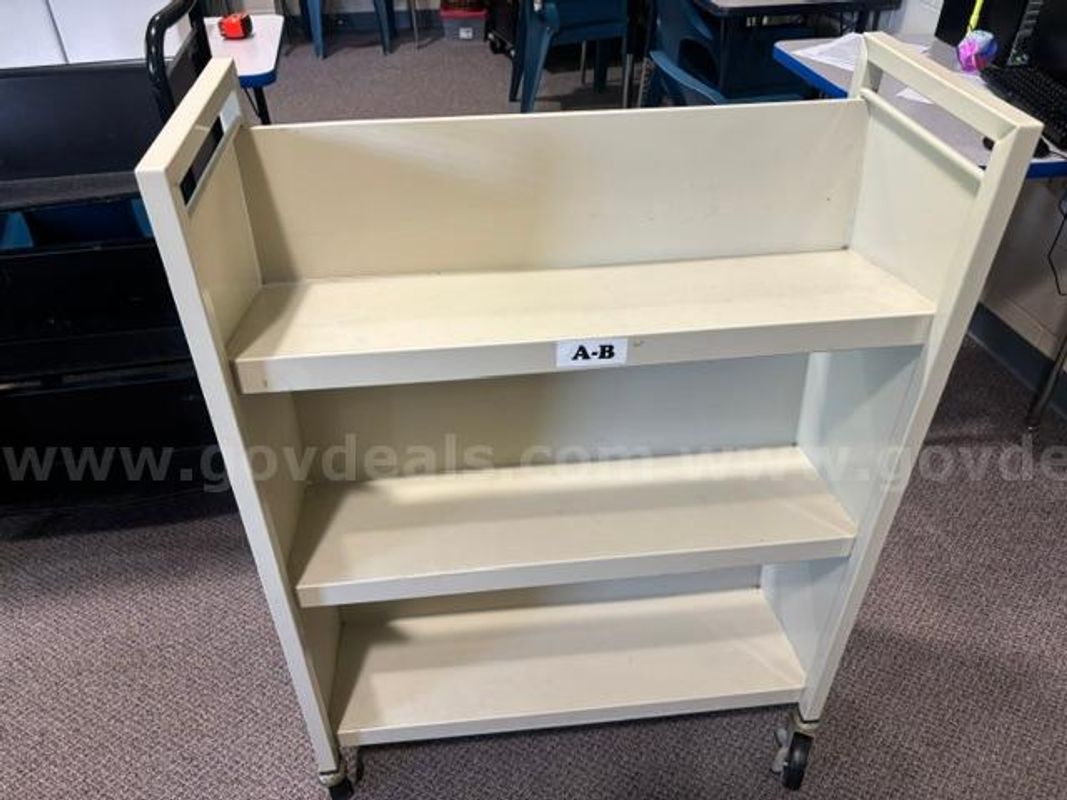 Lot of 1 Metal White Cart on Wheels