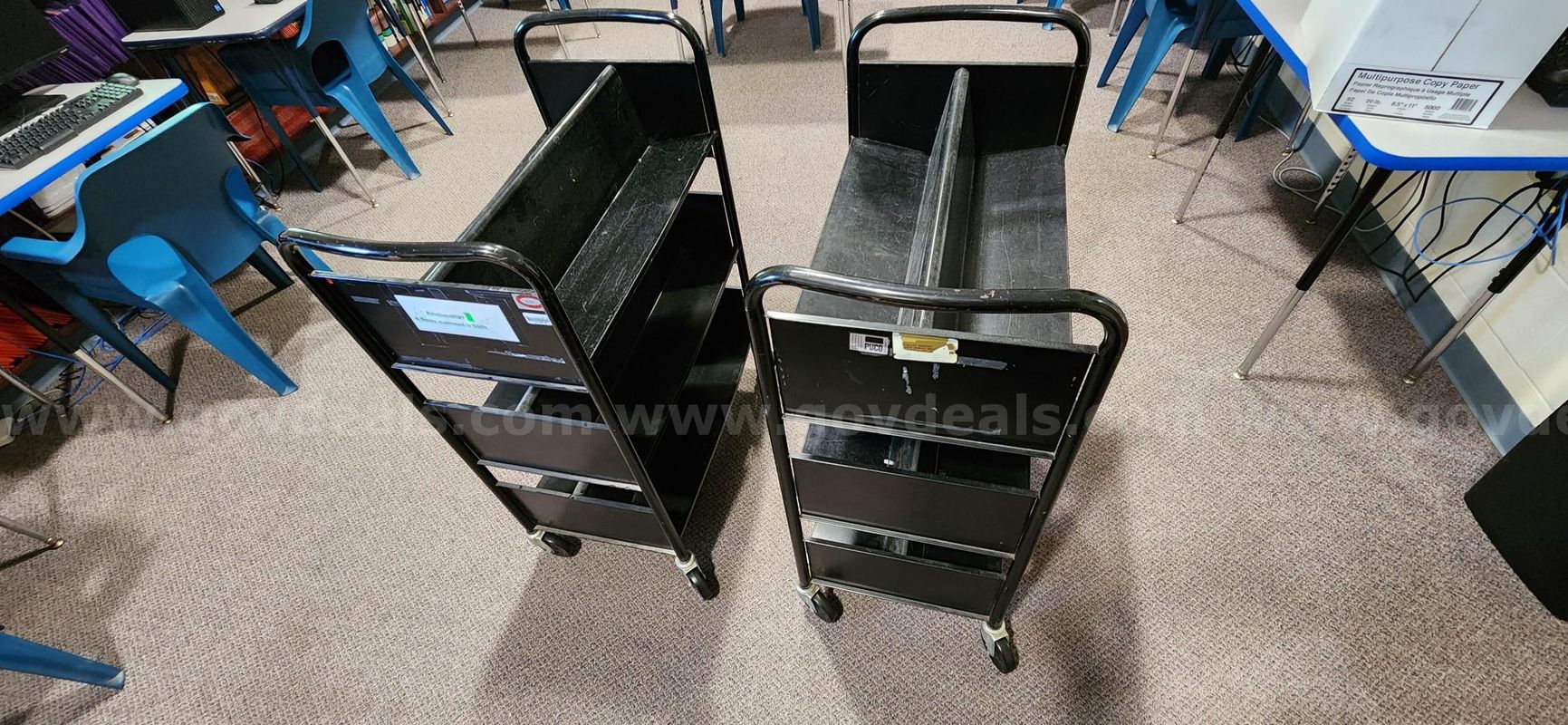 Lot of Two Black Library Carts