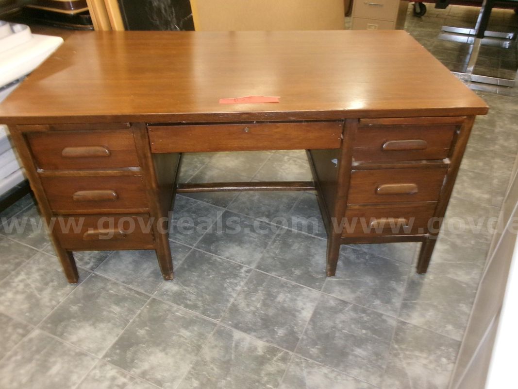 Wood Desk & 4Drawer File Cabinet