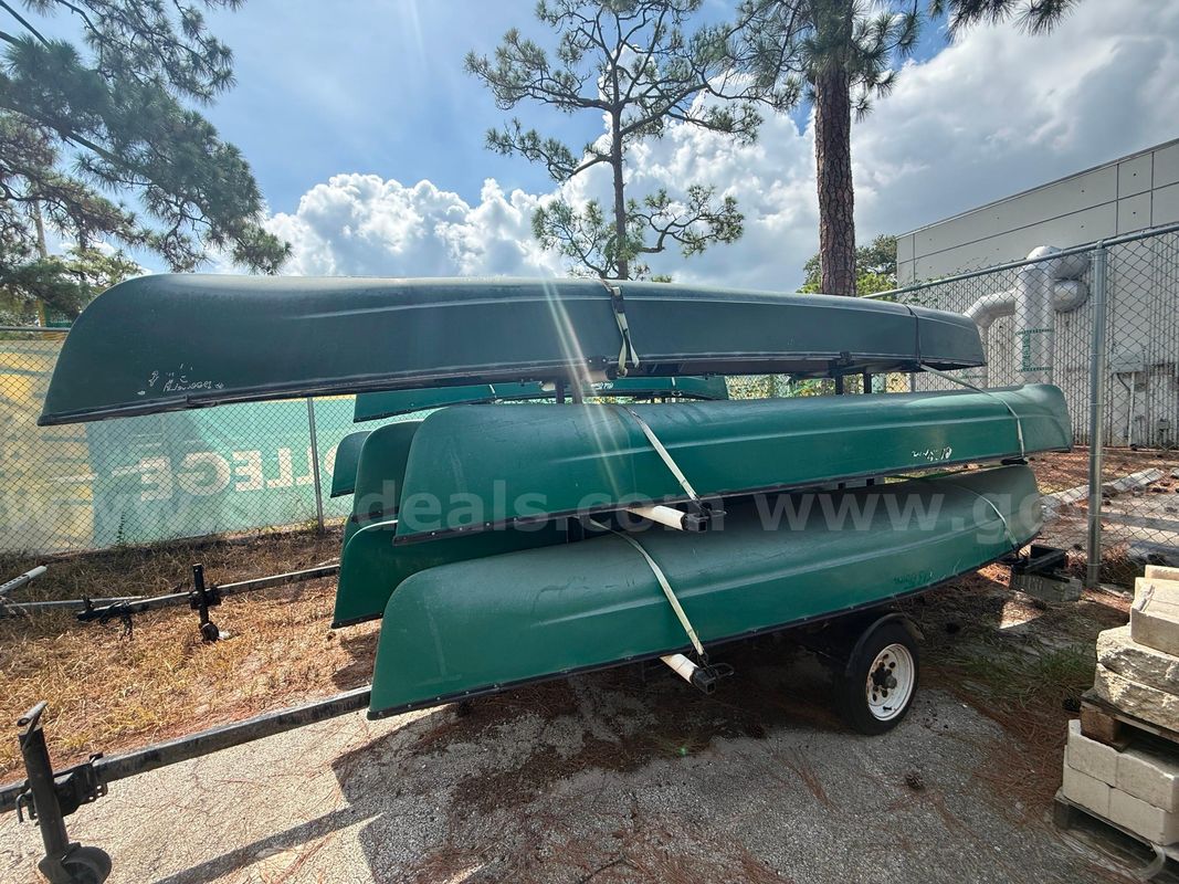Lot of 10 Canoes on two Trailers - Condition Unknown