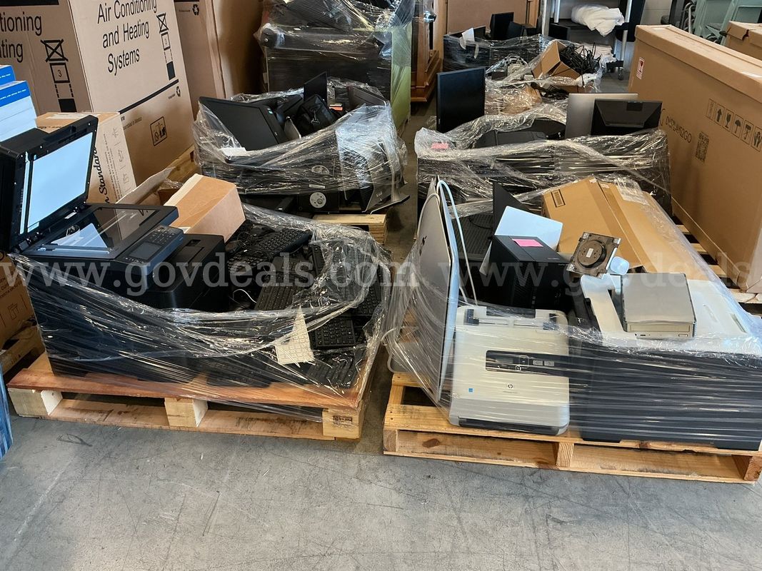 6 pallets of computers and office equipment