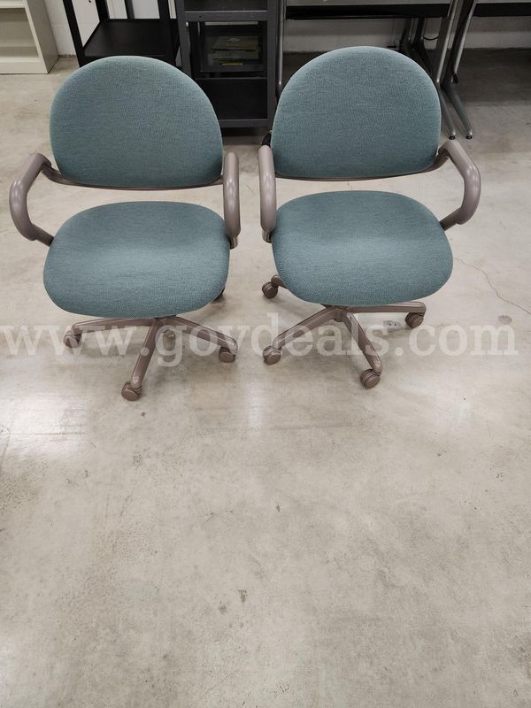 Pair of Rolling Office Chairs with Arms
